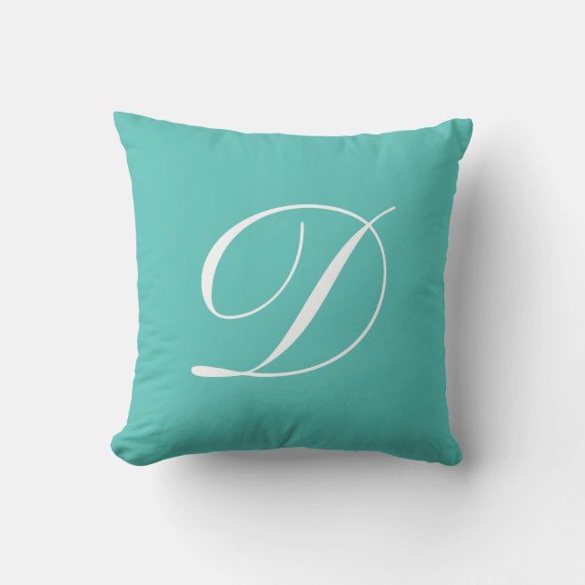 Lettre D Monogramme Turquoise Coussin (Recto)