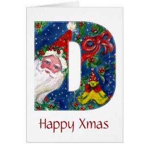 LETTRE D / SANTA CLAUS AVEC MONOGRAMME ROUGE RIBBO