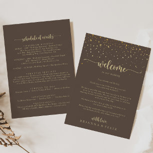 Lettre d'accueil Brown Gold Confetti Mariage