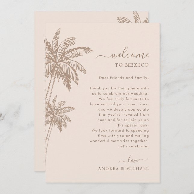 LETTRE D'ACCUEIL DE MARIAGE DE BOho Beach Carte It (Devant / Derrière)