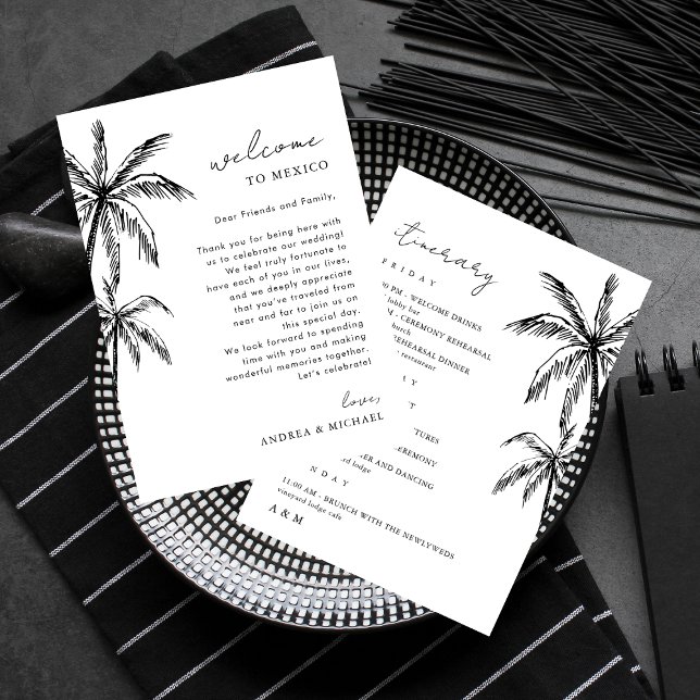 Lettre d'accueil Mariage Palm Tree - Carte Itinéra (Créateur téléchargé)