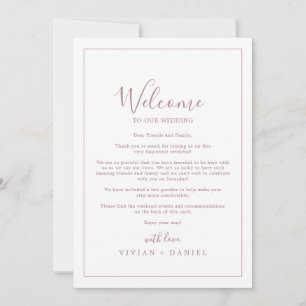 Lettre d'accueil minimaliste du Mariage Rose