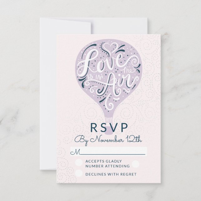 Lettre d'amour à la main Lavender Mariage RSVP Rép (Devant)