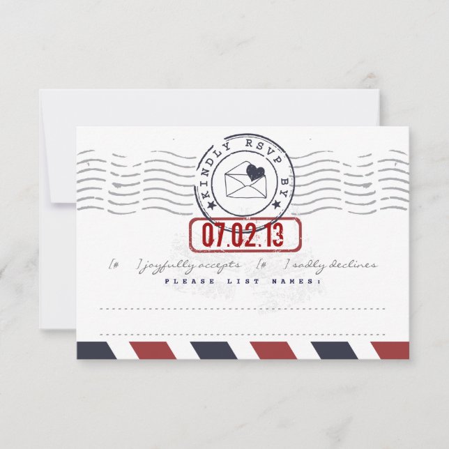 Lettre d'amour Airmail Carte de réponse Mariage (Devant)