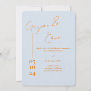 LETTRE D'AMOUR Bleu Dusty Invitations De Mariage