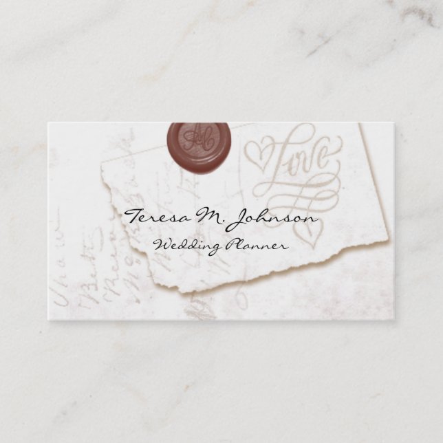 Lettre d'amour Carte de visite Wedding planner (Devant)