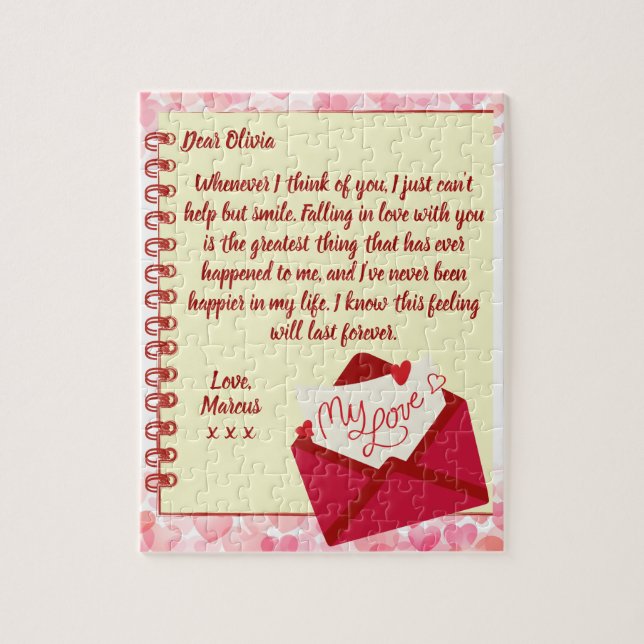 Lettre d'amour personnalisée Puzzle de Saint-Valen (Vertical)
