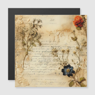 Lettre d'amour sur parchemin vintage avec fleurs (