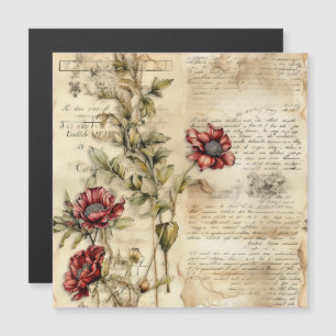 Lettre d'amour sur parchemin vintage avec fleurs (