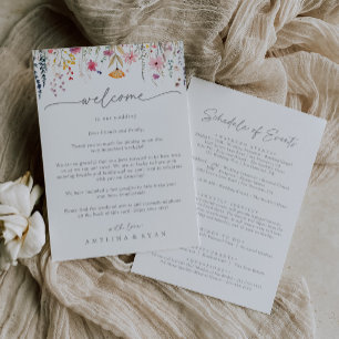 Lettre de bienvenue de mariage aux fleurs sauvages