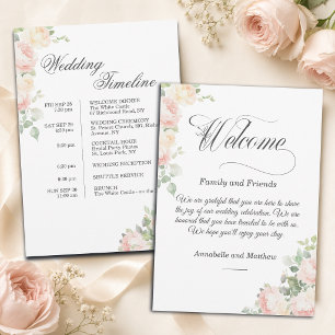Lettre de bienvenue de mariage floral et carte de
