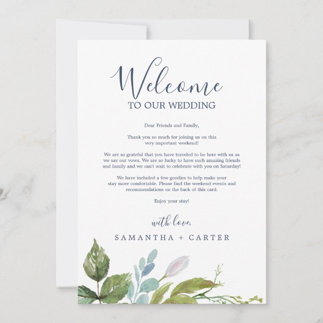 LETTRE DE BIENVENUE D'ÉTÉ ET Itinéraire (Devant)