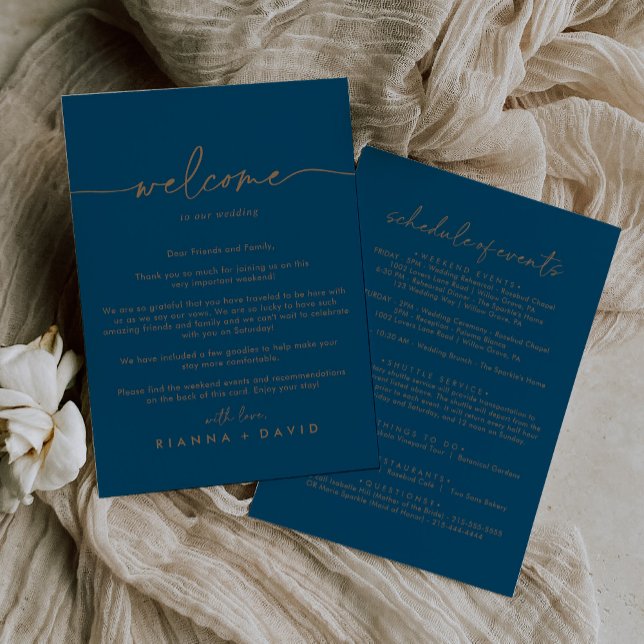 Lettre de bienvenue du Mariage classique bleu mari (Créateur téléchargé)