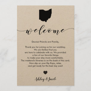 Lettre de bienvenue du Mariage de l'Ohio et carte
