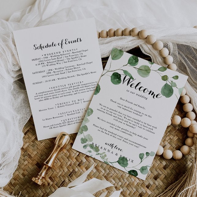 Lettre de bienvenue du Mariage Eucalyptus Calligra (Créateur téléchargé)