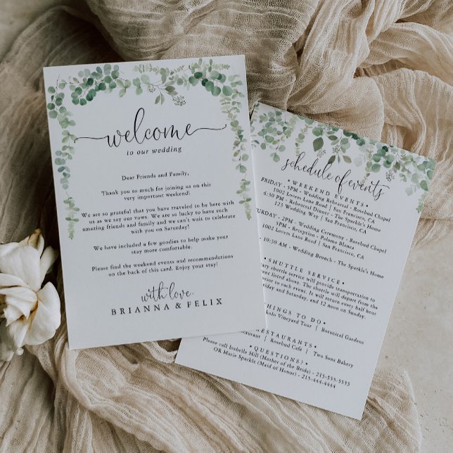 Lettre de bienvenue du Mariage Eucalyptus Vert (Créateur téléchargé)