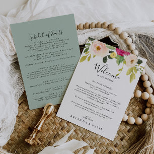 Lettre de bienvenue du Mariage Floral Rose vert