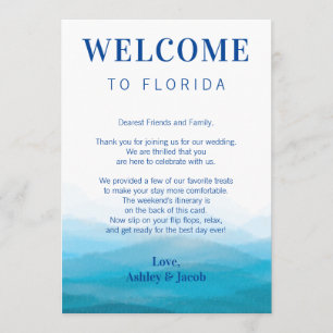 Lettre de bienvenue du Mariage Ocean Wave et carte