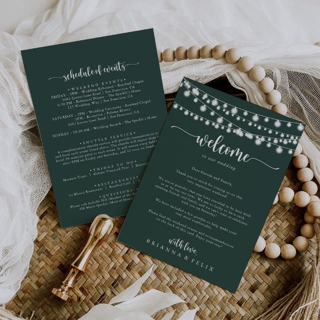Lettre de bienvenue du Mariage vert des lampes à c (Créateur téléchargé)