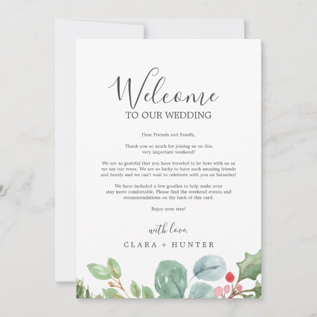 Lettre de bienvenue et itinéraire de Noël (Devant)