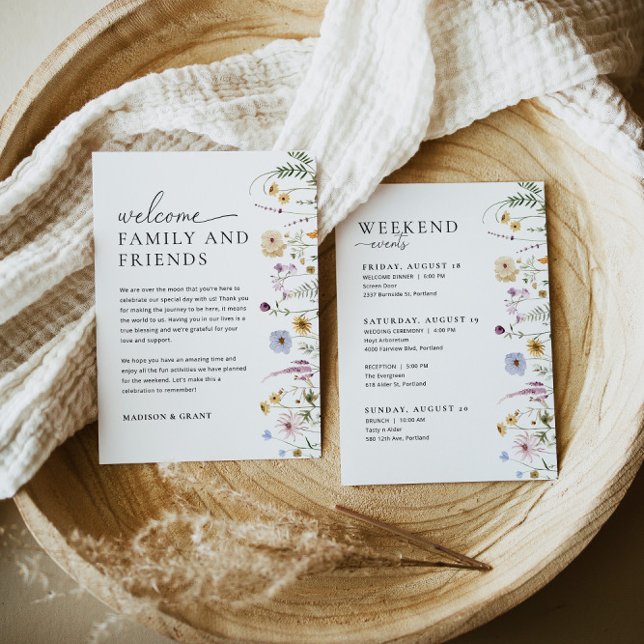 Lettre de bienvenue fleur sauvage Mariage Carte de (Créateur téléchargé)