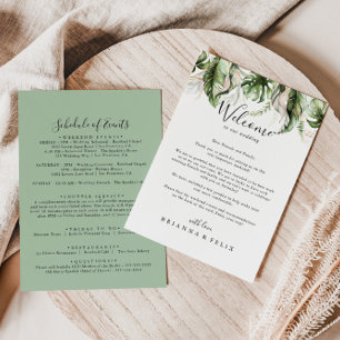Lettre de bienvenue Mariage Gold Tropical Greenery