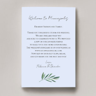 Lettre de bienvenue pour mariage au eucalyptus