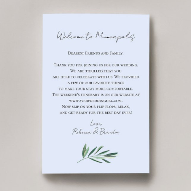 Lettre de bienvenue pour mariage au eucalyptus (Créateur téléchargé)