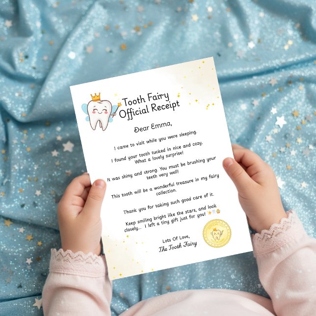 Lettre de certificat de réception de dents pour en (Tooth Fairy Receipt Certificate Letter for Kids)