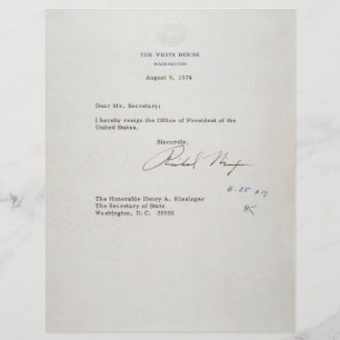 Lettre de démission de Richard M. Nixon 1974