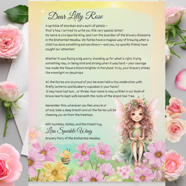 Lettre de Fée de Courage Magique pour Enfants (Magical Bravery Fairy Keepsake Letter For Kids - Bravery Letter From The Bravery Fairy)