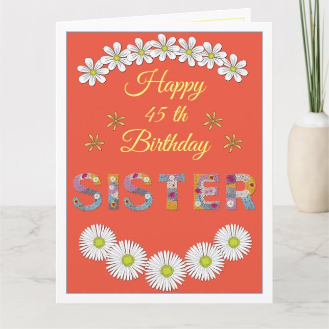 Lettre de fleurs Soeur Carte d'anniversaire person (Devant)