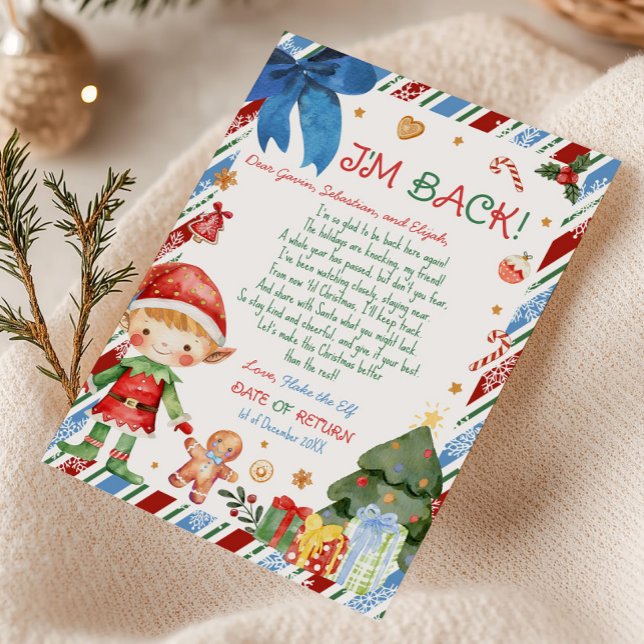 Lettre de garçon de Noël Carte lettre de lutin (Christmas Ginger Hair Fair Boy Letter from Elf Letter Card )