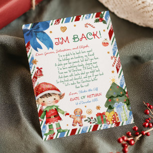 Lettre de garçon de Noël de lettre de lutin Carte