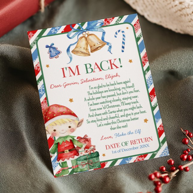 Lettre de l'elfe Carte de lettre de garçon de Noël (Letter from Elf Christmas Blonde Hair Light Boy Letter Card )