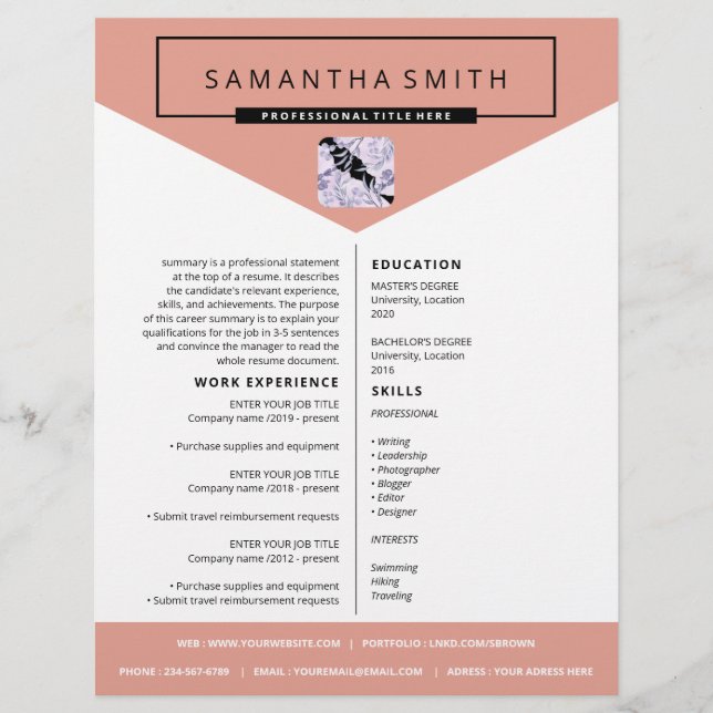 Lettre de motivation CV professionnel (Devant)