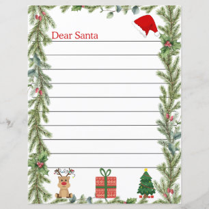 Lettre de Noël au Père Noël sur fond de pin