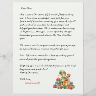 Lettre de Noël de l'Elf de Noël