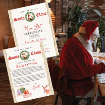 Lettre de Noël de Père Noël Certificat de Liste de