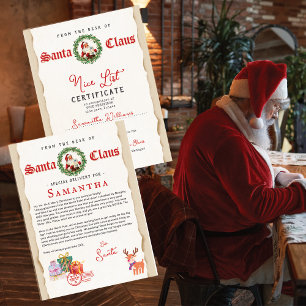 Lettre de Noël de Père Noël Certificat de Liste de
