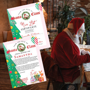 Lettre de Noël du Père Noël Certificat de Liste de