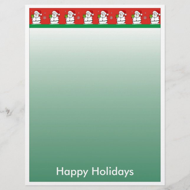 Lettre de Noël Papier - Bordure de Snowman (Devant)