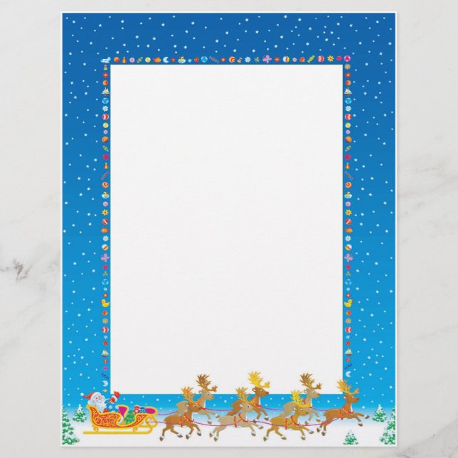 Lettre de Noël Papier - Père Noël en Sleigh Design (Devant)