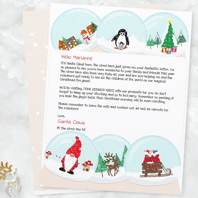 Lettre de Noël personnalisée du Père Noël  (Snow Globe Father Christmas Letter)
