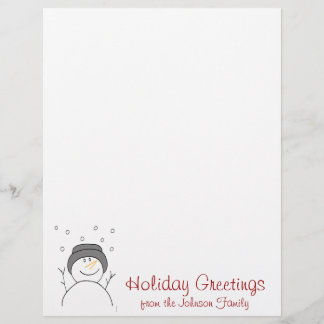 Lettre de Noël Snowman Souriant