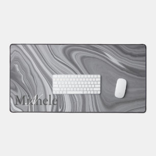Lettre de nom personnalisée Agate Grey Marble Swir