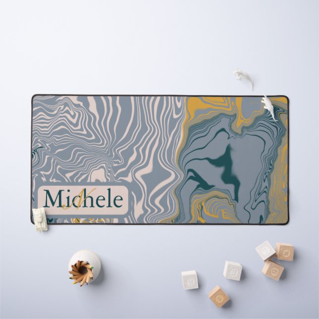 Lettre de nom personnalisée Gris et marbre (Tableau pour enfants)