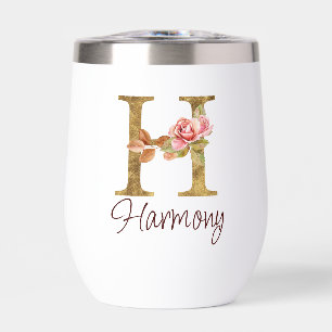 Lettre de nom personnalisée H Roses roses blush en