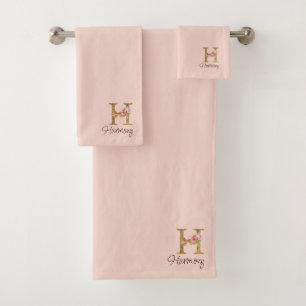 Lettre de nom personnalisée H Roses roses blush fe