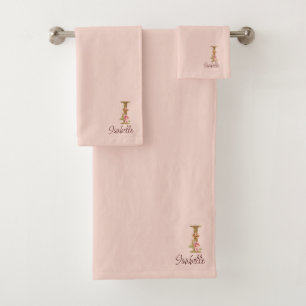 Lettre de nom personnalisée I Roses roses blush fe